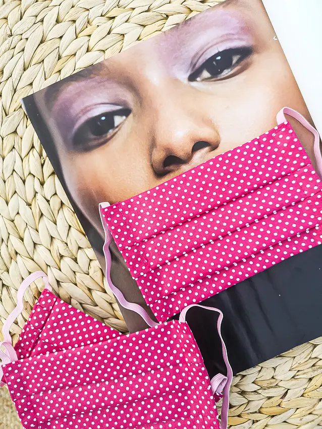 Ružové rúško bodkované 100 % bavlna