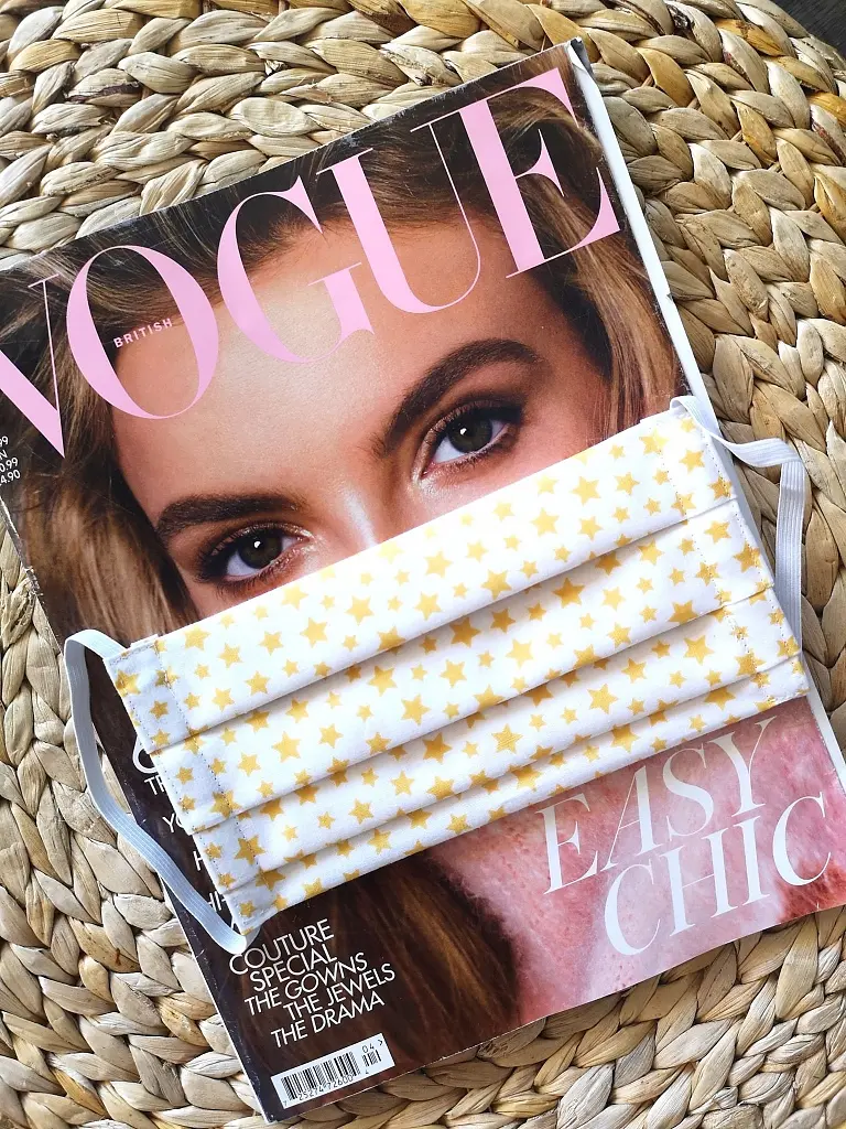 Biele rúško s žltými hviezdami 100% bavlna 