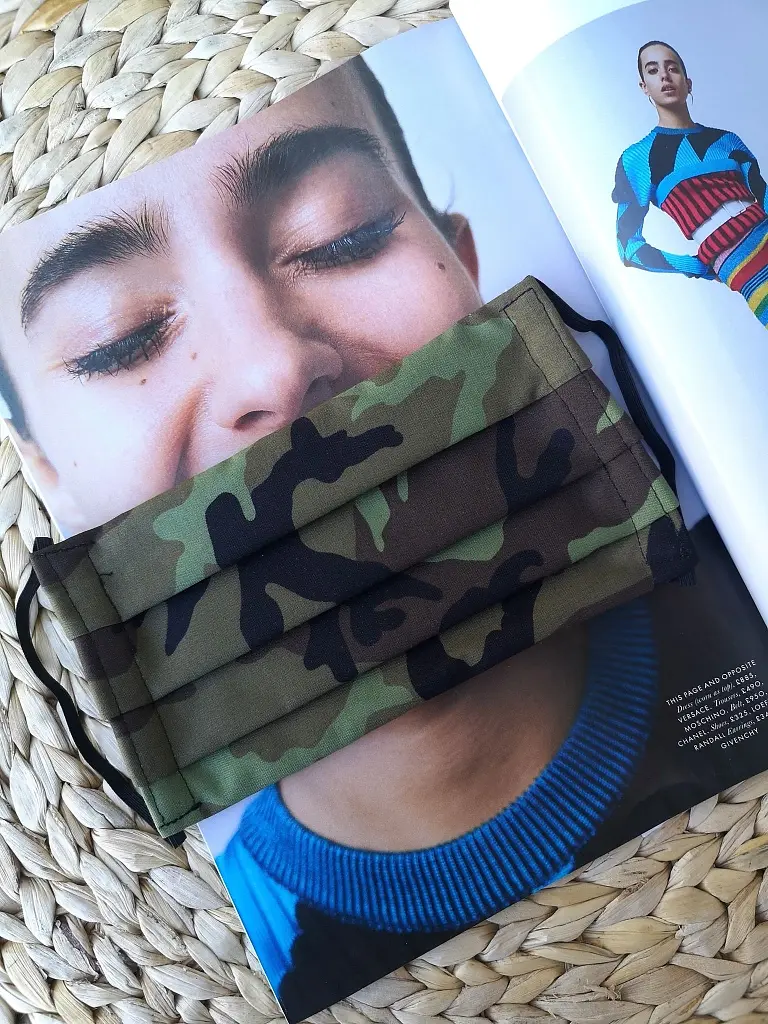 Zelené maskáčové rúško - 100% bavlna 