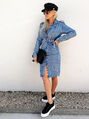 Dámske denim šaty s opaskom*