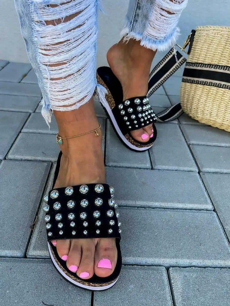 Šľapky so striebornou ozdobou FLEUR - next