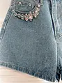 Denim šortky zdobené kamienkami PARYS*
