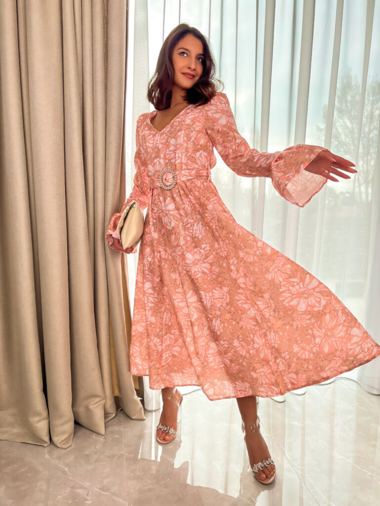 Kvetované maxi šaty s opaskom MARISA+