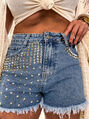 Denim šortky zdobené nitmi ZYVA
