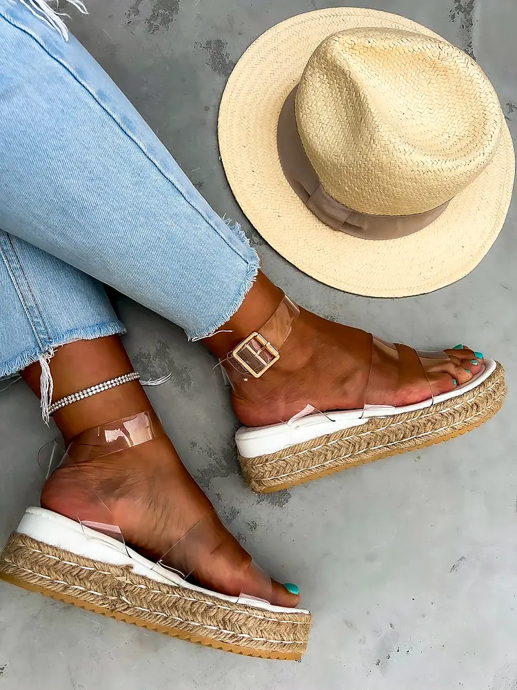 Transparentné sandále espadrilky NEISHA-