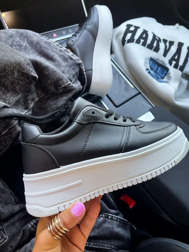 Čierno-biele platformové tenisky LANEY+ - next