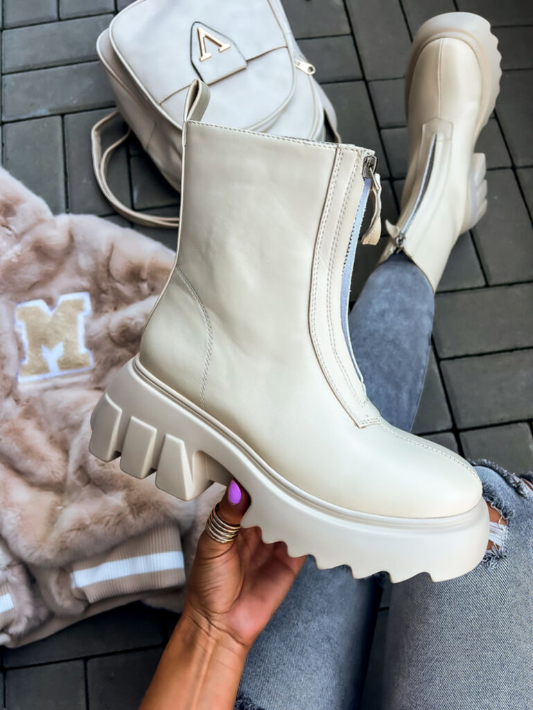 Béžové členkové čižmy PROMISE+