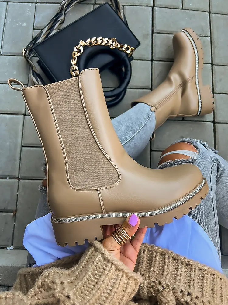 Členkové čižmy zdobené kamienkami PHOENIX+