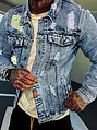 Pánska roztrhaná denim bunda