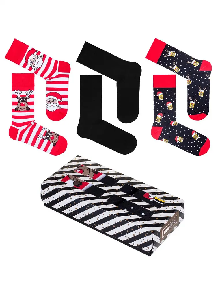Trojdielny set pánskych vianočných ponožiek