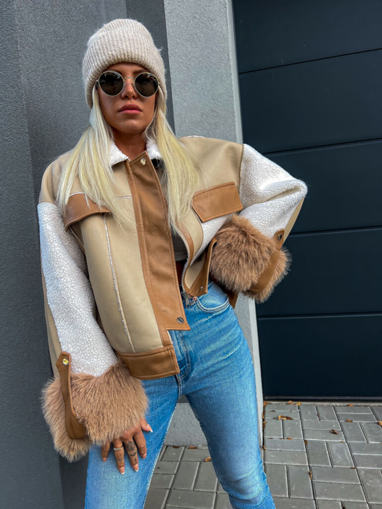 Zimná bunda s koženkovými detailmi CANDYS+ - next