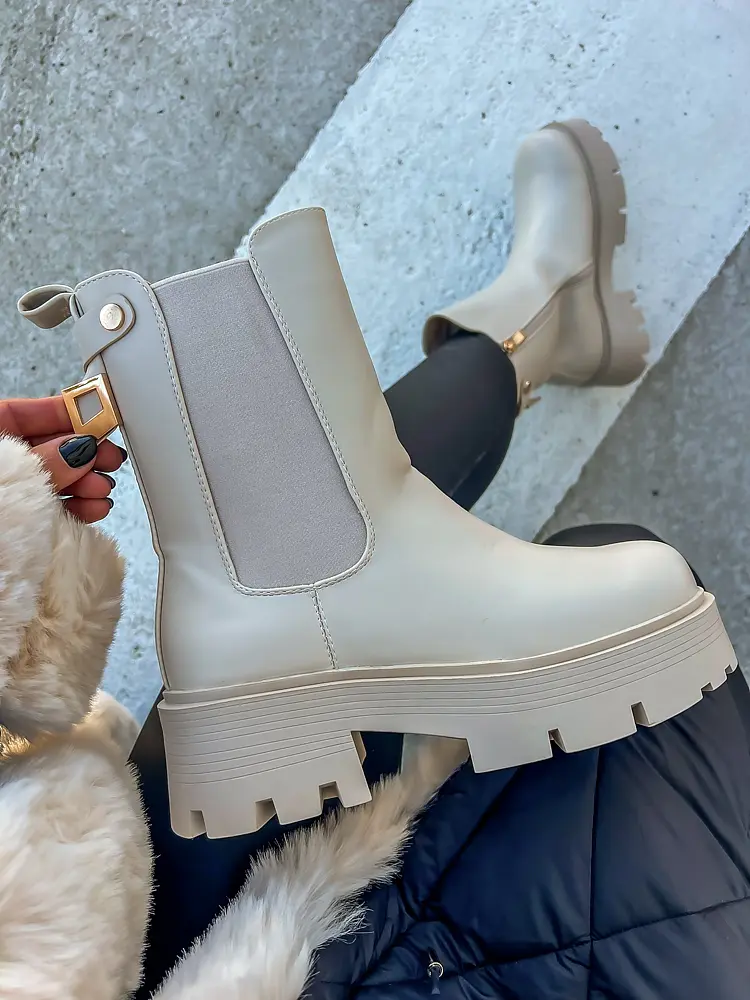 Béžové členkové čižmy DYLENA+