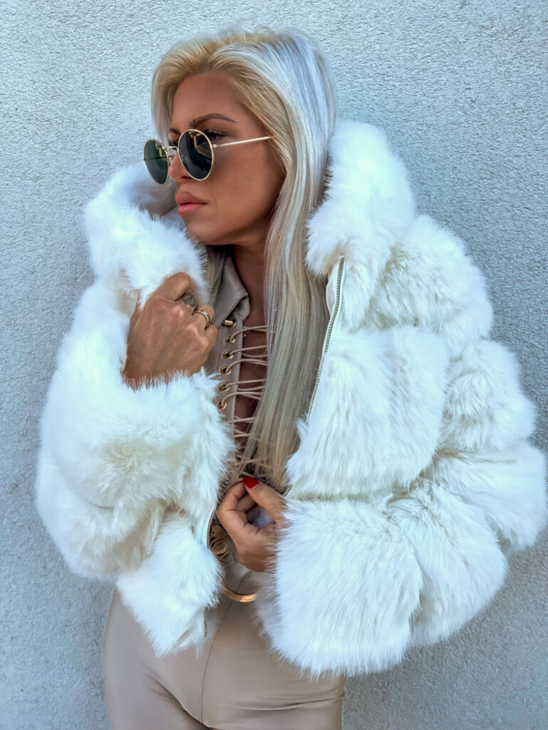 Koženková kožušinová bunda s kapucňou CALLIE+ - next