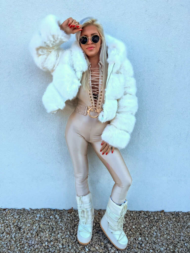 Koženková kožušinová bunda s kapucňou CALLIE+