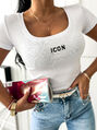 Biele vrúbkované tričko ICON*