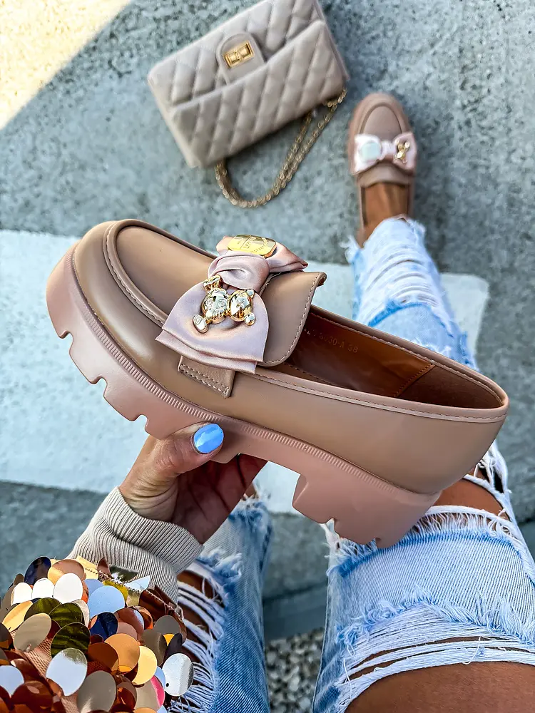 Béžové dámske mokasíny LAURA-