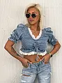 Denim top zdobený kamienkami FLORY+
