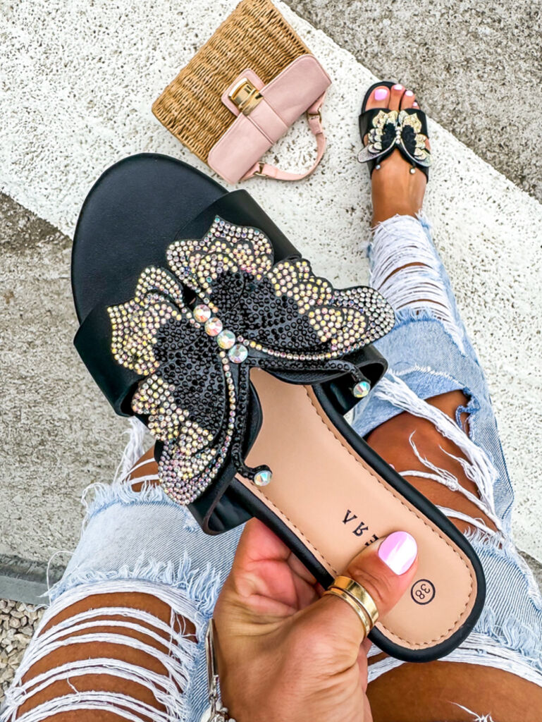 Dámske šľapky zdobené kamienkami ANETA+