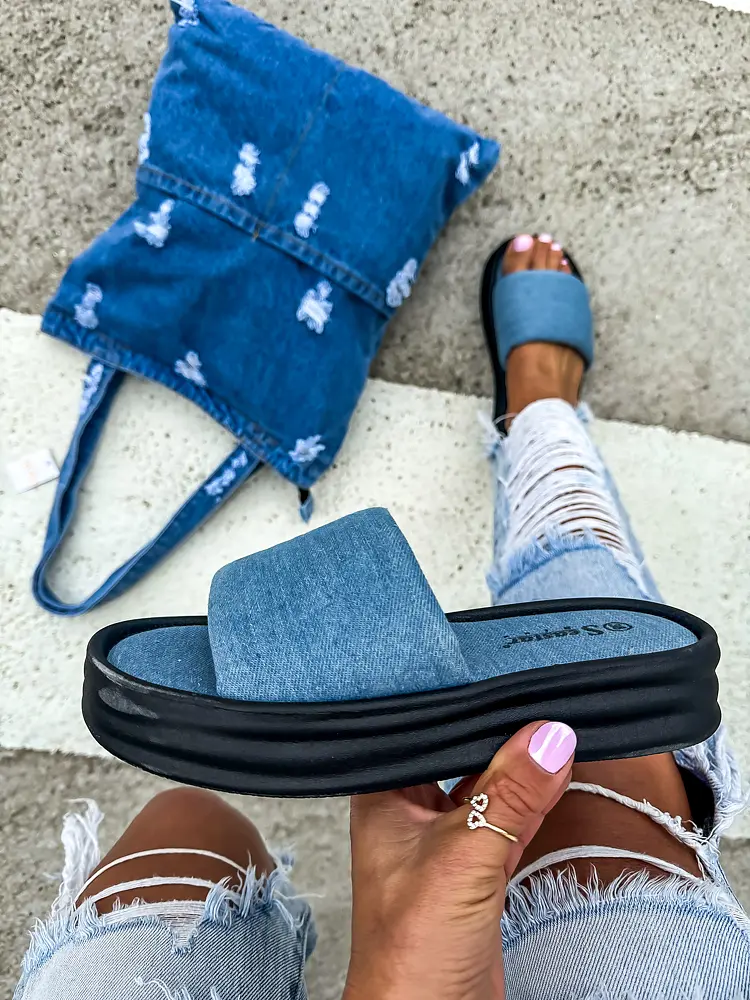 Modré denim šľapky OLIVIA-