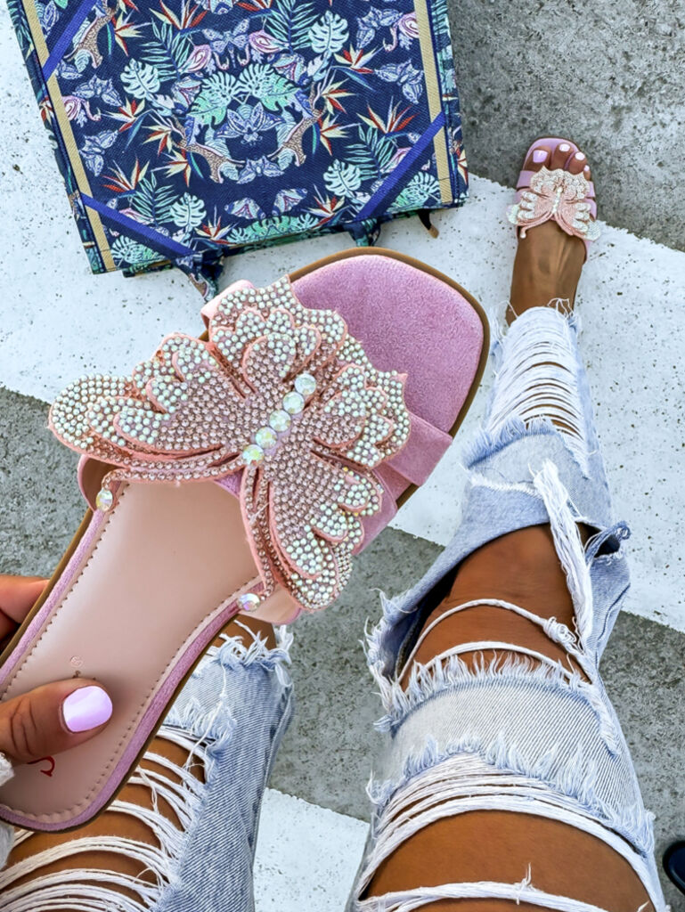 Dámske šľapky zdobené kamienkami LAYLA+