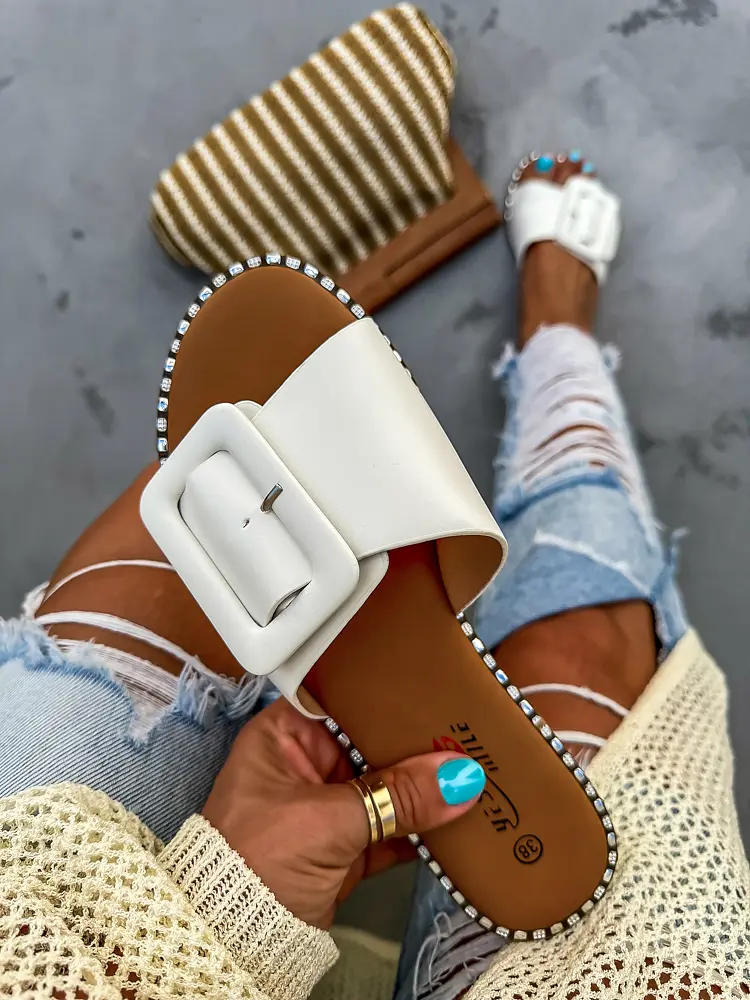 Biele dámske šľapky FRANCESCA-