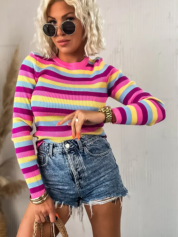 Vrúbkovaný farebný pulóver JAZLYN*