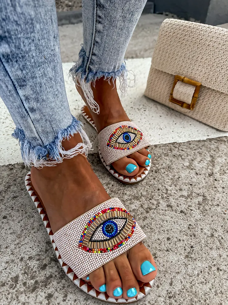 Dámske šľapky zdobené korálikmi ADALINE- - next