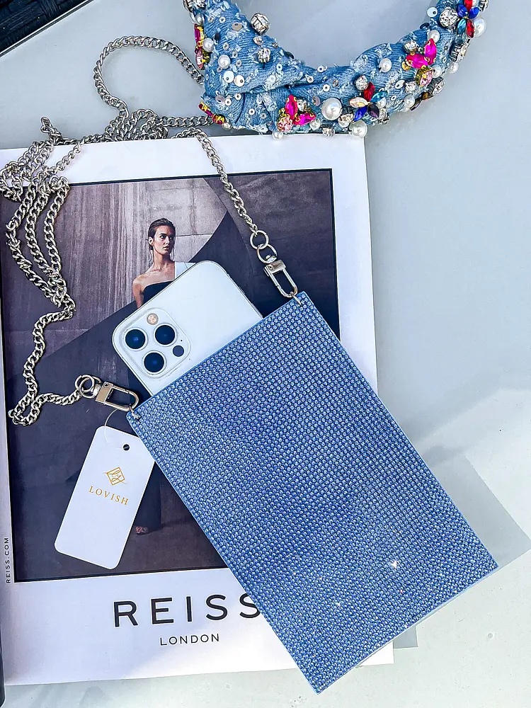 Mini taška na telefón zdobená kamienkami LOU