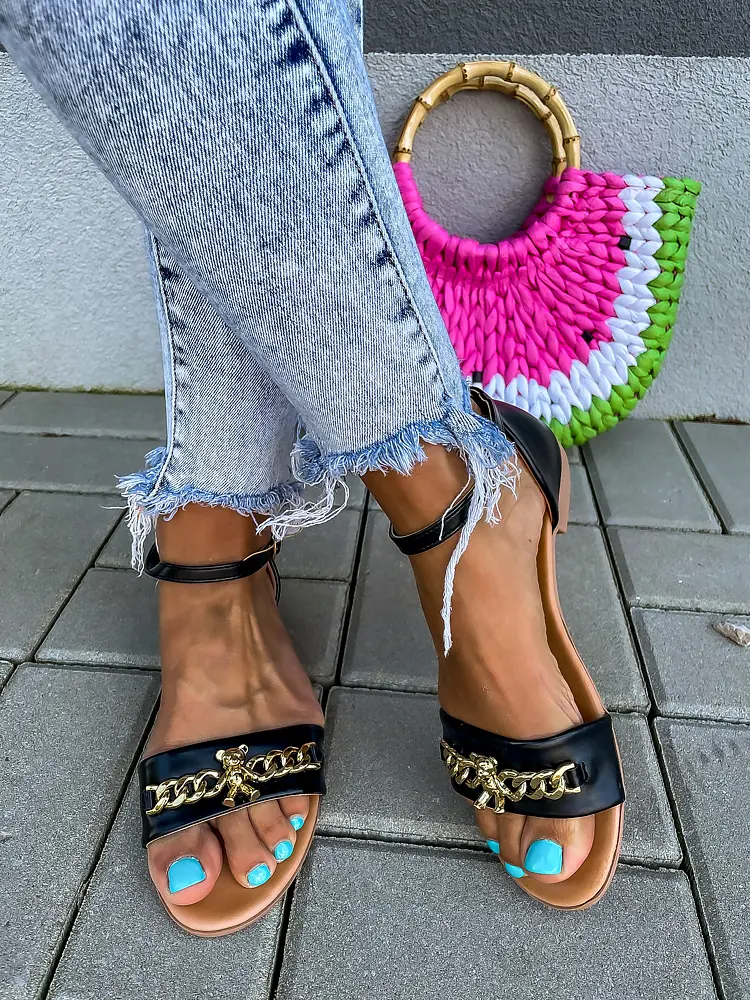 Elegantné sandále so zlatou ozdobou ROSALYN+ - next