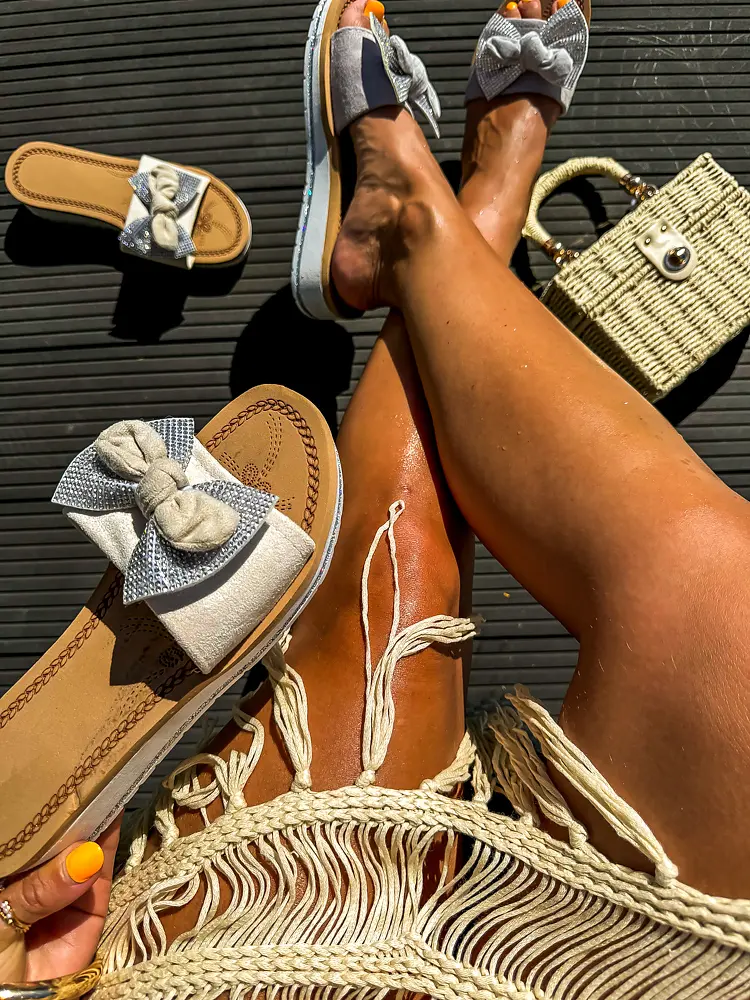 Dámske šľapky s mašlou MENORA- - next