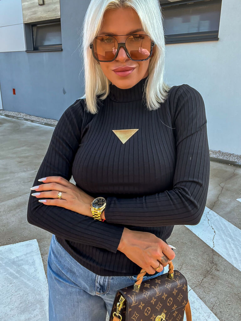 Vrúbkované tričko s dlhým rukávom DENISE*