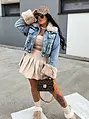 Denim kabát s kožušinkou IRINA