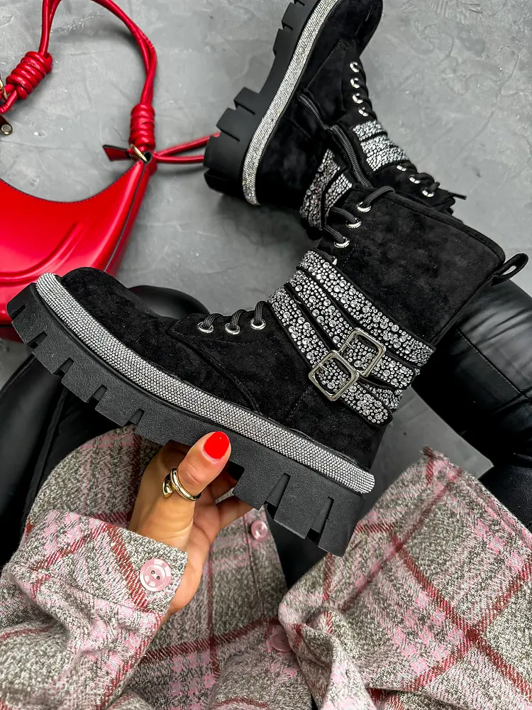 Semišové šnúrovacie členkové čižmy MADELYN- - next