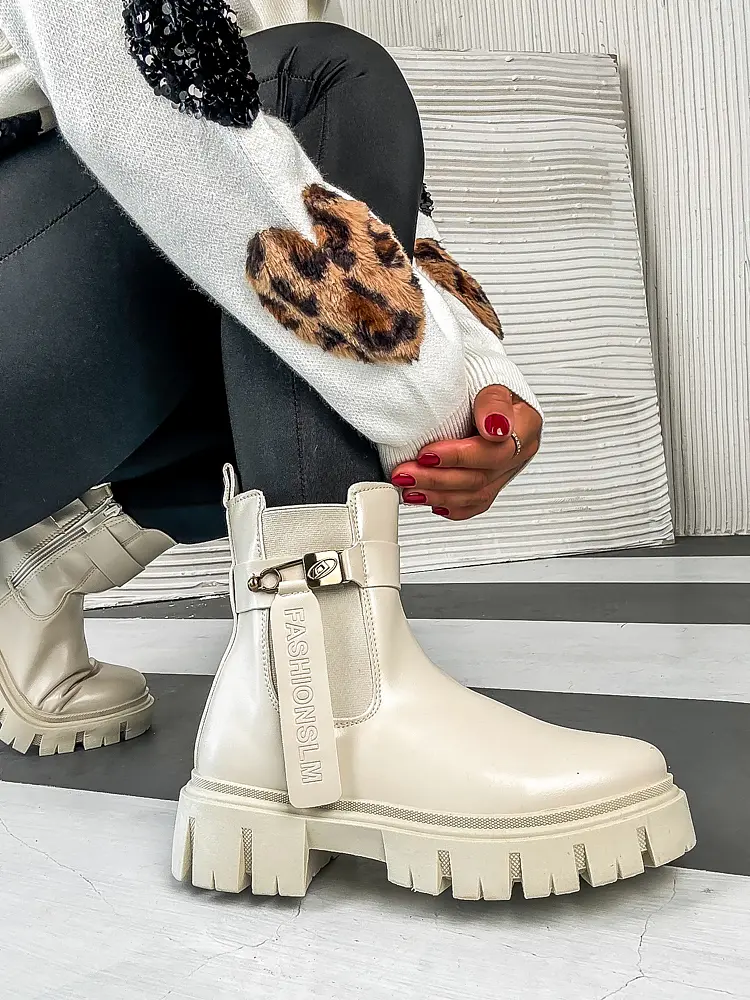 Krémové členkové čižmy PALMERA+