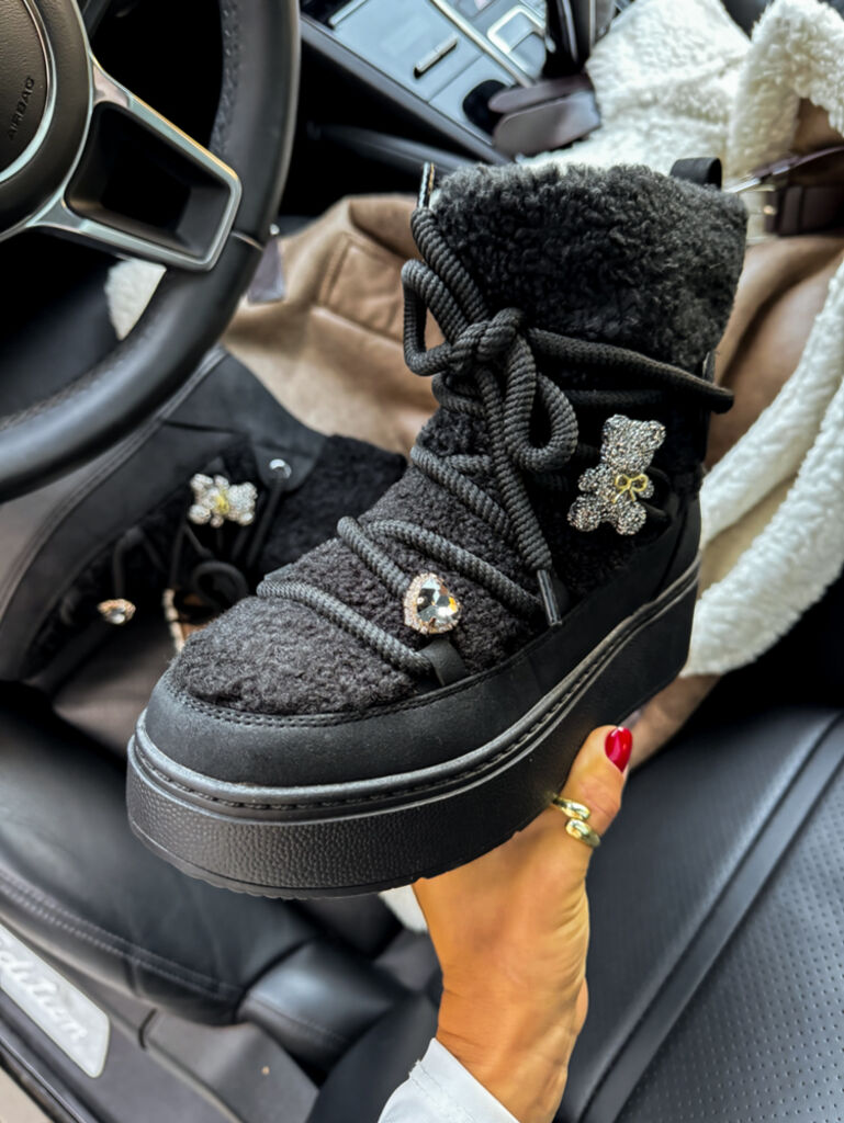 Zateplené šnúrovacie čižmy s ozdobou SORAYA+