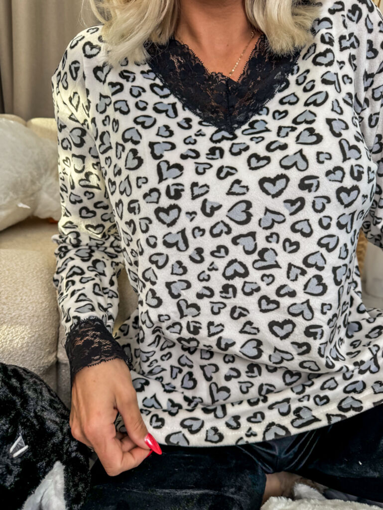 Dámske flísové pyžamo s čipkou HEART+ - next