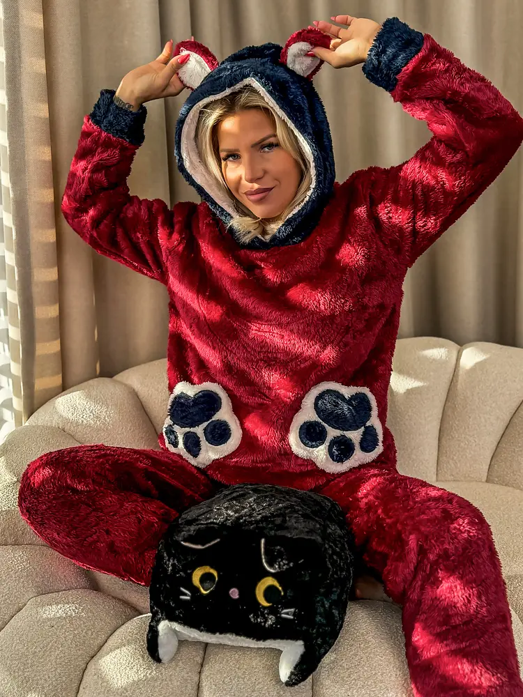 Dámske flísové pyžamo s kapucňou LORY+