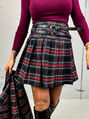Kockovaná plisovaná sukňa s opaskom AYLEEN