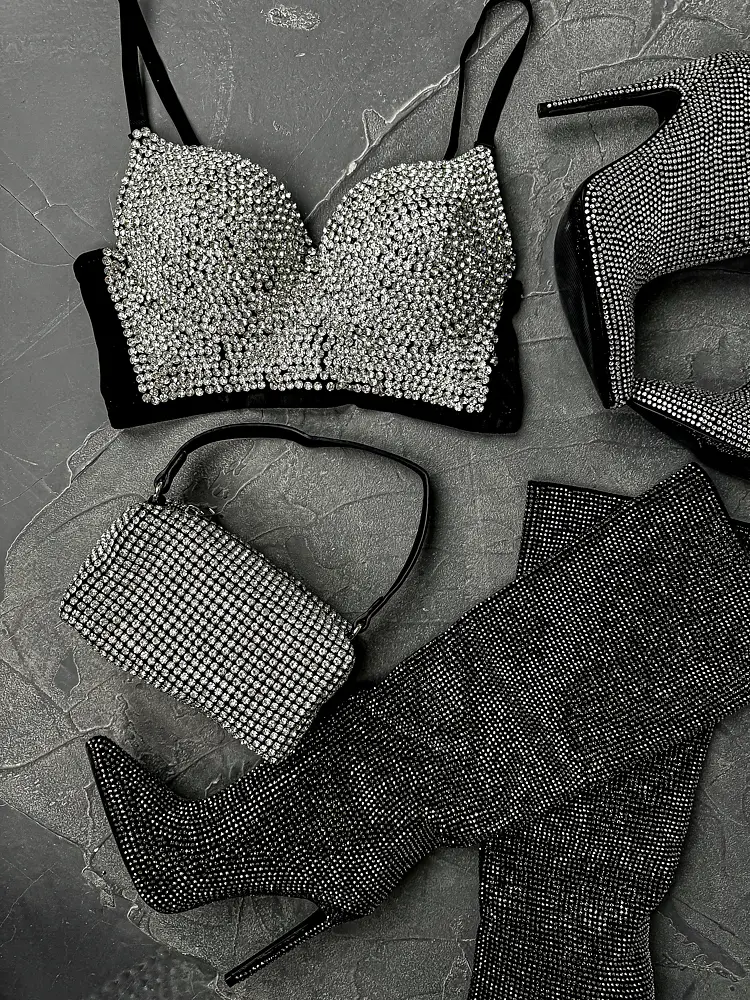 Bralet top zdobený kamienkami LIZZY