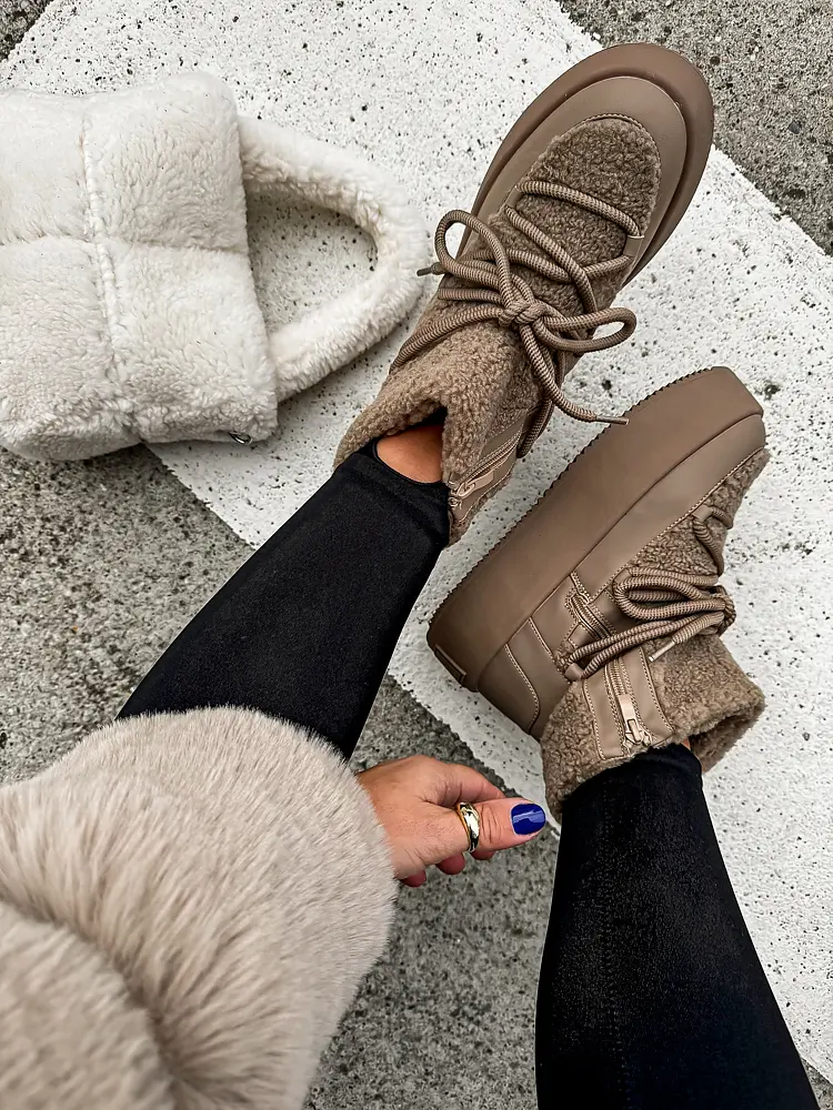 Členkové šnúrovacie teddy čižmy SEVYNA+ - next