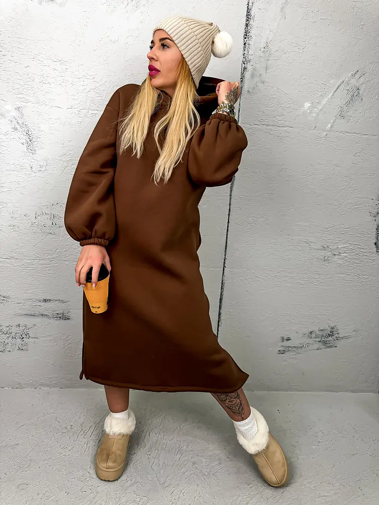 Dlhé mikinové šaty s kapucňou JAMARI+