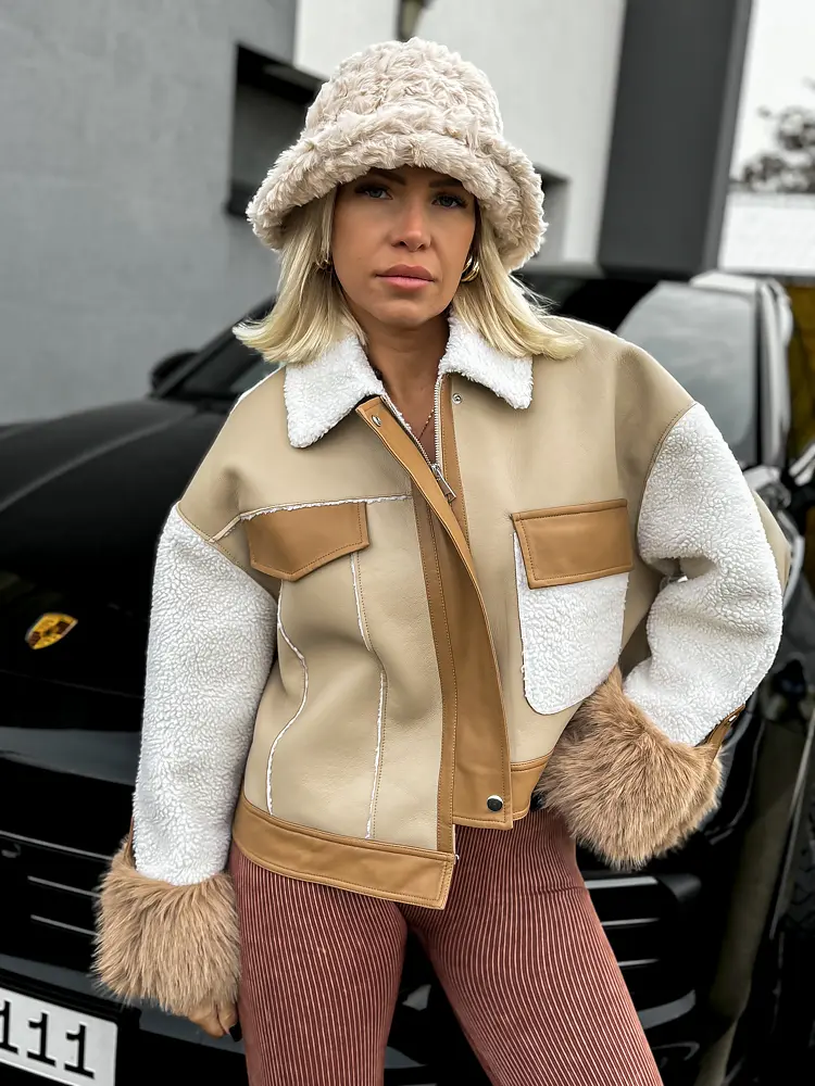 Zimná bunda s koženkovými detailmi CANDYS+