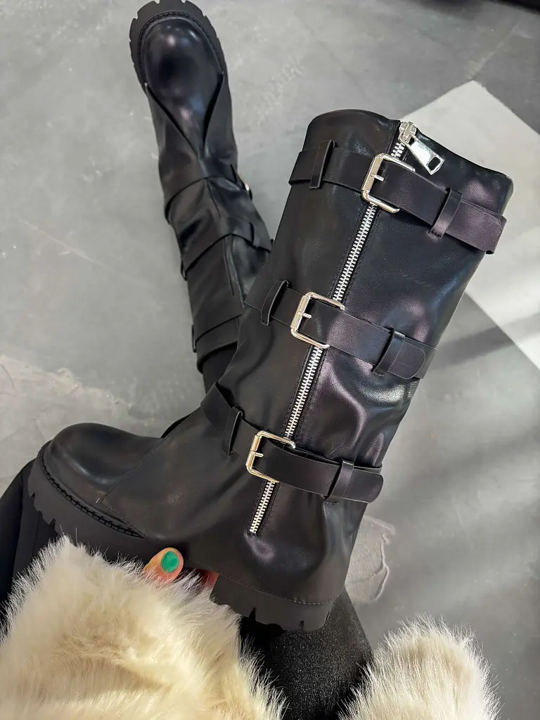 Čierne vysoké čižmy MARIONE-