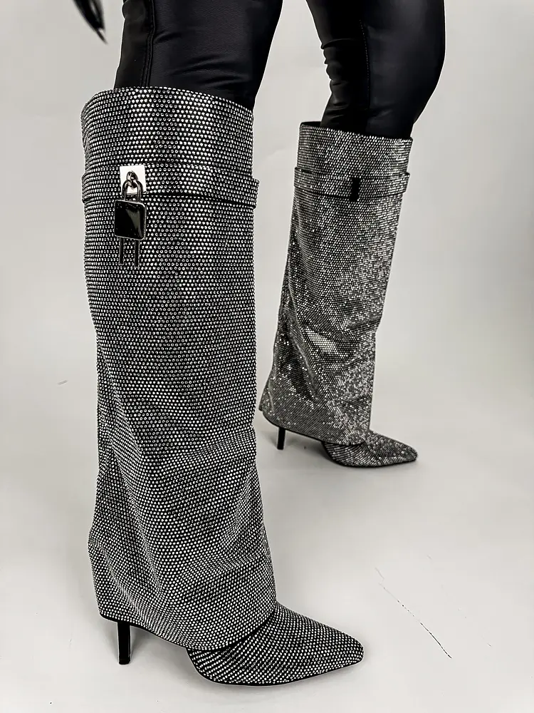 Vysoké čižmy zdobené kamienkami CHRISTIE- - next