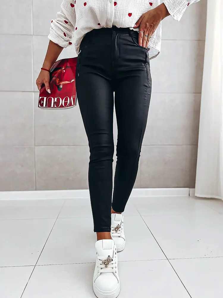 Koženkové nohavice s vysokým pásom LORA+ - next