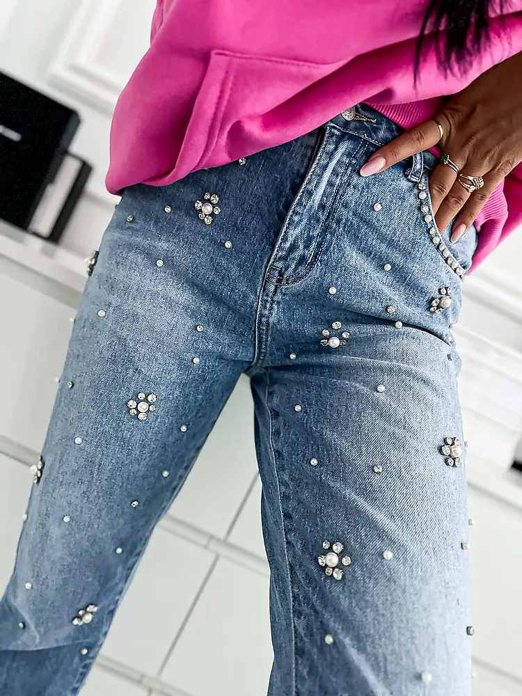 Modré rifle zdobené kamienkami a korálikmi - next