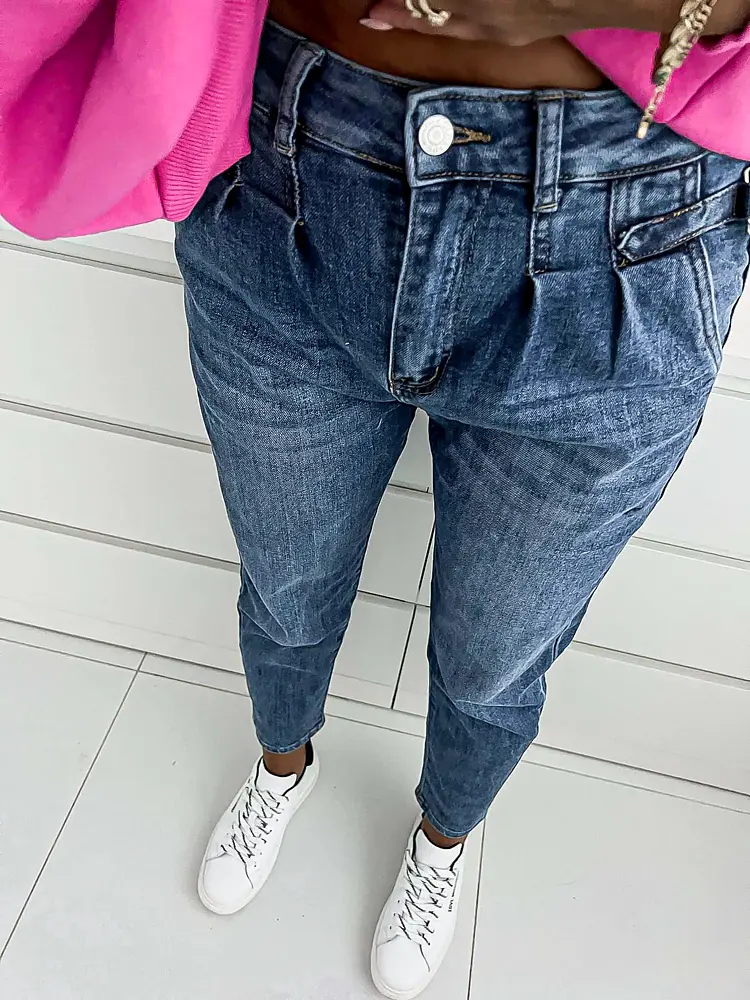 Modré fashion rifle s vysokým pásom+