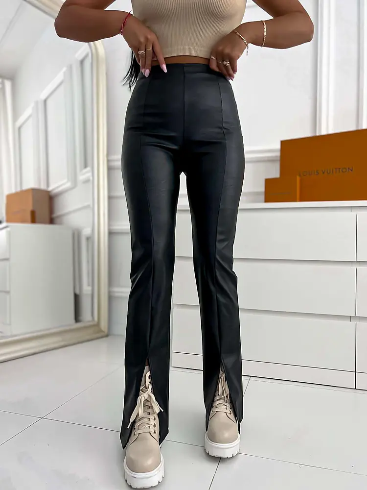 Koženkové nohavice s vysokým pásom LETTY+