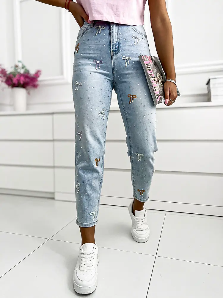 Vysoko-pásové rifle zdobené kamienkami a korálikmi - next