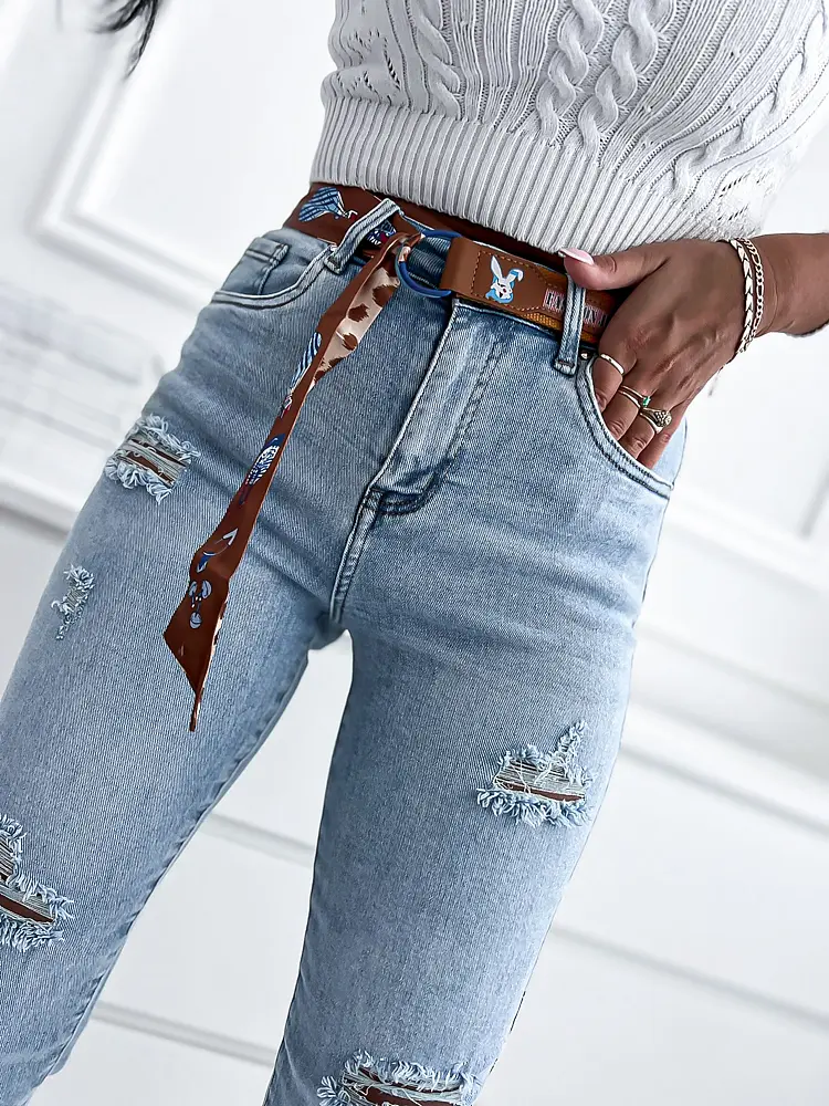 Roztrhané fashion rifle s opaskom - next